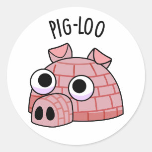 Pig-loo Funny Igloo Pun Ronde Sticker