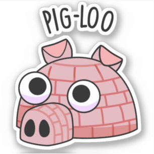 Pig-loo Funny Igloo Pun Sticker