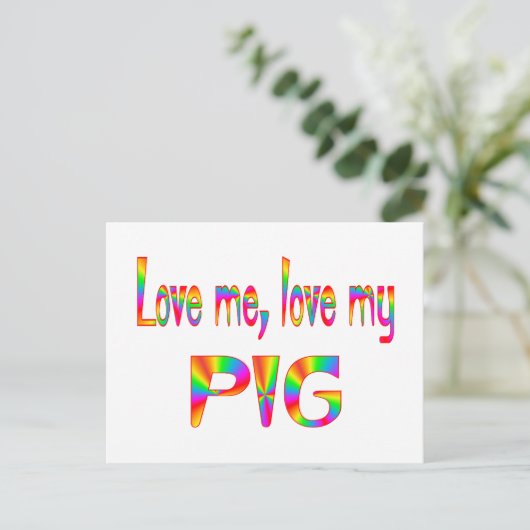 Pig Love Briefkaart (Staand voorkant)