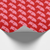 Pig Love - Pig Silhouettes with Hearts Pattern Cadeaupapier (Hoek)