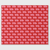 Pig Love - Pig Silhouettes with Hearts Pattern Cadeaupapier (Vlak)