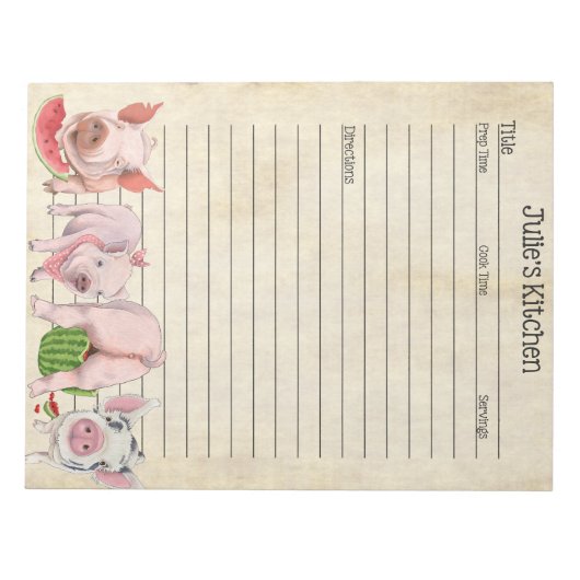 Pig Lover Recept Pad - Perfect om te delen Notitieblok (Voorkant)