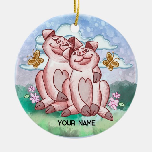 Pig Lovers   Keramisch Ornament (Voorkant)