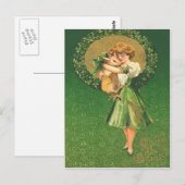 Pig Maiden Shamrock St Patrick's Day Kaart (Voorkant / Achterkant)