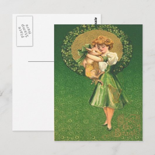  Pig Maiden Shamrock St Patrick's Day Kaart (Voorkant / Achterkant)