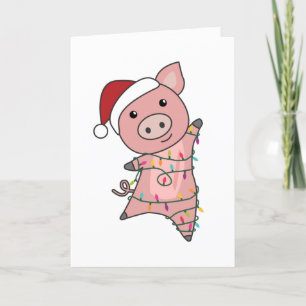 Pig Merry Christmas Animals Pigs Adult Cloth Face Feestdagen Kaart