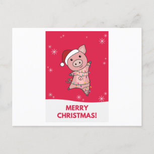 Pig Merry Christmas Animals Pigs Briefkaart