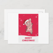 Pig Merry Christmas Animals Pigs Briefkaart (Voorkant / Achterkant)