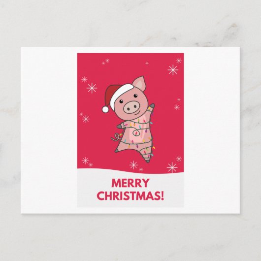 Pig Merry Christmas Animals Pigs Briefkaart (Voorkant)