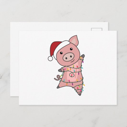 Pig Merry Christmas Animals Pigs Briefkaart (Voorkant / Achterkant)