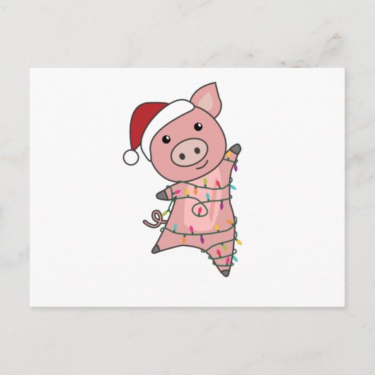 Pig Merry Christmas Animals Pigs Briefkaart (Voorkant)
