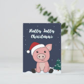 Pig Merry Christmas Animals Pigs Holiday Postcard Feestdagenkaart (Staand voorkant)