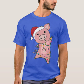 Pig Merry Kerstmis Fairy Lights Cute Pigs T-shirt