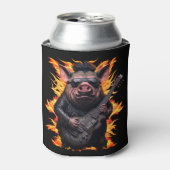 Pig Metal Gitaar I Ham Rock and Roll Muzikant Hot Blikjeskoeler (Blikje Voorkant)