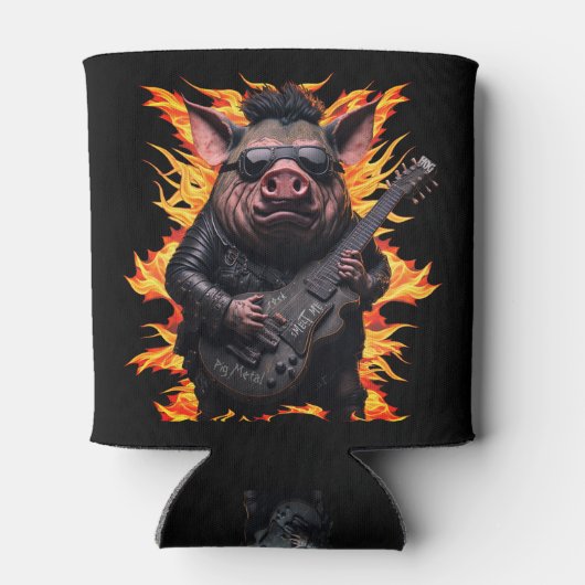 Pig Metal Gitaar I Ham Rock and Roll Muzikant Hot Blikjeskoeler (Achterkant)