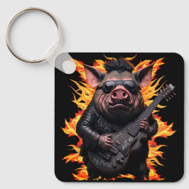 Pig Metal Gitaar I Ham Rock and Roll Muzikant Hot Sleutelhanger