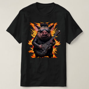 Pig Metal Gitaar I Ham Rock and Roll Muzikant Hot T-shirt