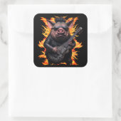 Pig Metal Gitaar I Ham Rock and Roll Muzikant Hot Vierkante Sticker (Tas)
