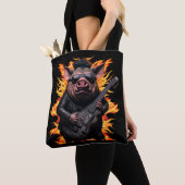 Pig Metal Guitar I Ham Rock & Roll Musician Gig Tote Bag (Dichtbij)
