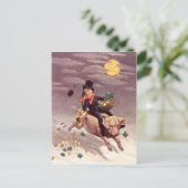 Pig Moon Gold Shamrock St Patrick's Day Briefkaart (Staand voorkant)