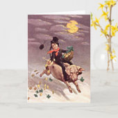  Pig Moon Gold Shamrock St Patrick's Day Kaart (Gele Bloem)