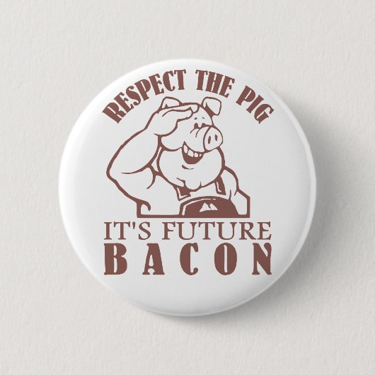PIG NAAR aangepaste kleur BACON, knop Ronde Button 5,7 Cm (Voorkant)