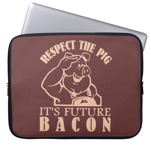 PIG NAAR BACON, aangepaste kleurenlaptophoes Laptop Sleeve (Voorkant)