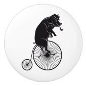 Pig of Hog Riding a Penny Farthing Bike Keramische Knop (Voorkant)