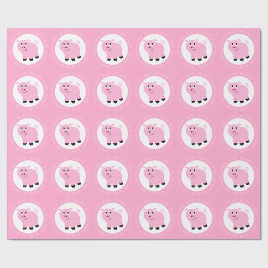 Pig Out Het is een feestje Little Pink Piggy Verja Cadeaupapier (Vlak)