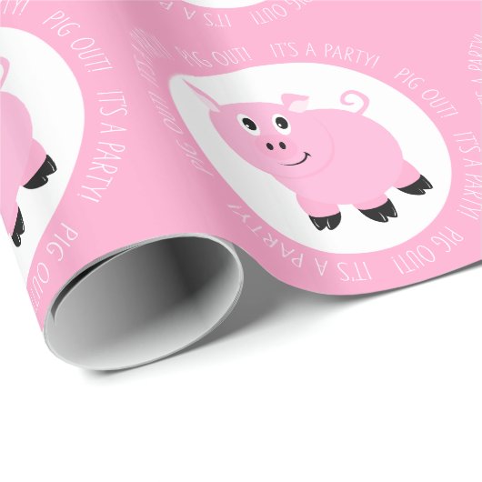 Pig Out Het is een feestje Little Pink Piggy Verja Cadeaupapier (Rol Hoek)