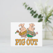 PIG OUT PIG FOOD CARTOON BRIEFKAART (Staand voorkant)