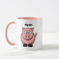 Pig Out Roze Varken Cartoon, Grappig BBQ Hog Desig