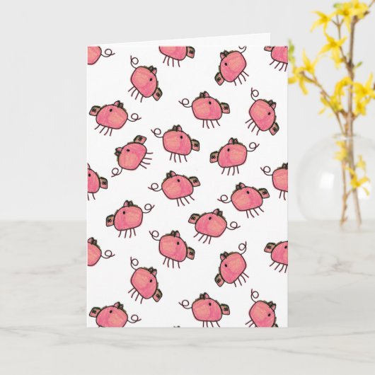 Pig Out Verjaardag Kaart (Gele Bloem)