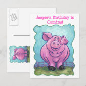 Pig Party Center Aankondigingskaart (Voorkant / Achterkant)