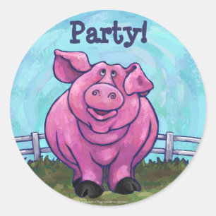 Pig Party Center Ronde Sticker