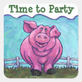 Pig Party Center Vierkante Sticker (Voorkant)