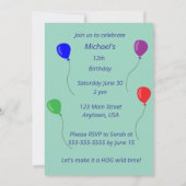 Pig Party Invitation – Mud Fun & Balloons Kaart (Achterkant)