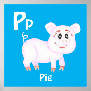 Pig personaliseer ABC: Letter P -Jouw namen toevoe Poster