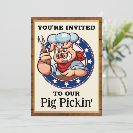 Pig Pickin' Barbecue Kaart (Staand voorkant)