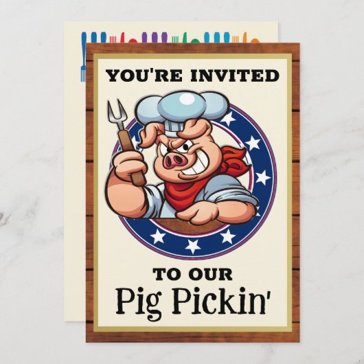 Pig Pickin' Barbecue Kaart (Voorkant / Achterkant)