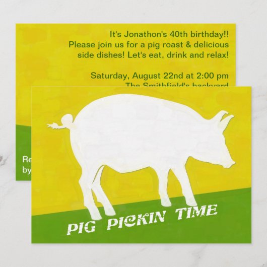 PIG PICKIN TIJD KAART (Voorkant / Achterkant)