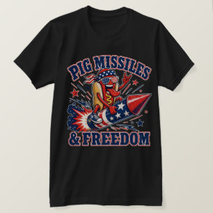 Pig Raketten & Vrijheid Patriottische Hotdog T-shirt