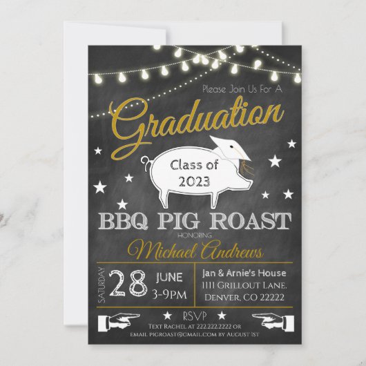 Pig Roast Afstuderen Invitation Kaart (Voorkant)