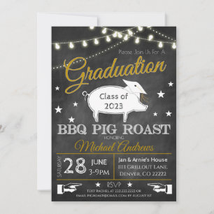 Pig Roast Afstuderen Invitation Kaart