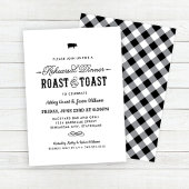 Pig Roast and Toast Black Wedding Rehearsal Dinner Kaart