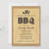 Pig Roast Baby shower BBQ Party Burlap Kaart (Voorkant)