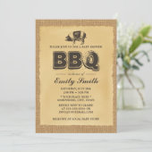 Pig Roast Baby shower BBQ Party Burlap Kaart (Staand voorkant)