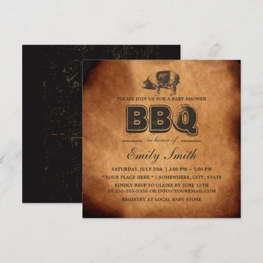  Pig Roast Baby shower BBQ Party Kaart (Voorkant / Achterkant)