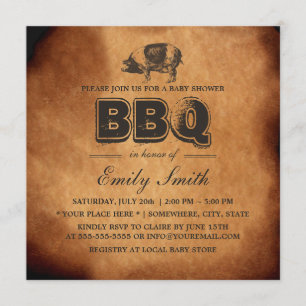 Pig Roast Baby shower BBQ Party Kaart