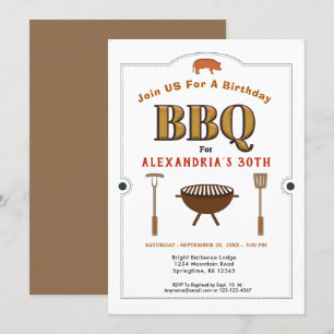 Pig Roast BBQ Barbecue Birthday Party Kaart